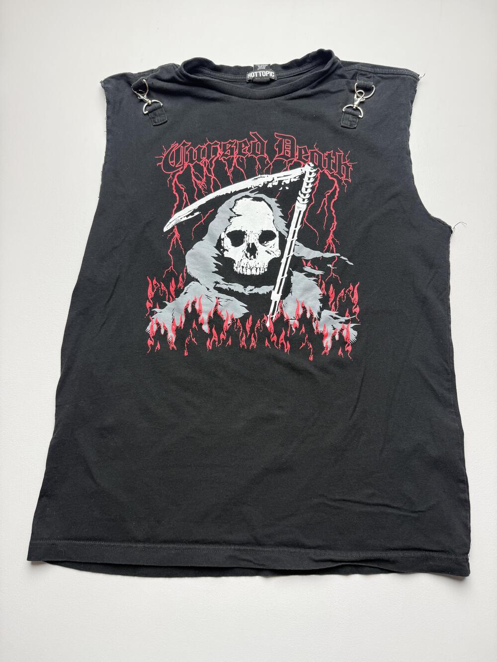 Hot Topic Shirt Mens Medium Black Grim Reaper Skull Graphic Tank Top Punk Goth
